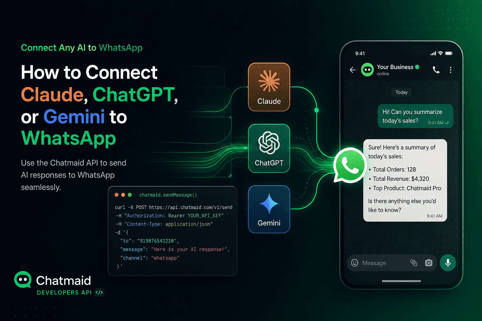 How to Connect Your AI Agent (Claude, ChatGPT, Gemini) to WhatsApp in Minutes
